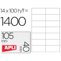ETIQUETA ADHESIVA APLI 1275 TAMAÑO 105X40 MM -FOTOCOPIADORA -LASER -INK-JET-CAJA CON 1400 ETIQUETAS