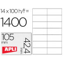 ETIQUETA ADHESIVA APLI 1277 TAMAÑO 105X42.4 MM -FOTOCOPIADORA -LASER E INKJET-CAJA CON 1400 ETIQUETA