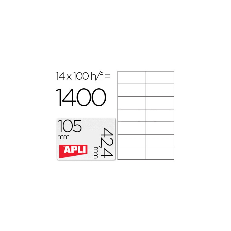 ETIQUETA ADHESIVA APLI 1277 TAMAÑO 105X42.4 MM -FOTOCOPIADORA -LASER E INKJET-CAJA CON 1400 ETIQUETA