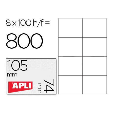 ETIQUETA ADHESIVA APLI 1279 TAMAÑO 105X74 MM PARA FOTOCOPIADORA LASER INK-JET CAJA CON 100 HOJAS DIN