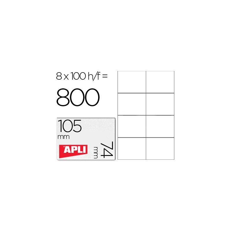 ETIQUETA ADHESIVA APLI 1279 TAMAÑO 105X74 MM PARA FOTOCOPIADORA LASER INK-JET CAJA CON 100 HOJAS DIN