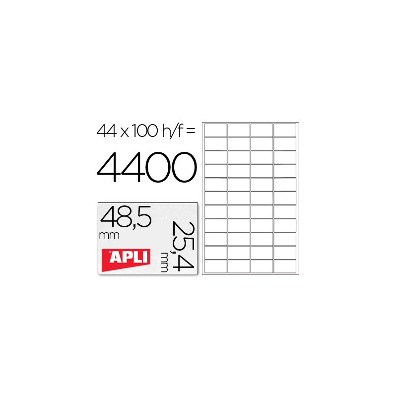 ETIQUETA ADHESIVA APLI 1285 TAMAÑO 48,5X25,4 MM PARA FOTOCOPIADORA LASER INK-JET CAJA CON 100 HOJAS 