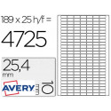 ETIQUETA ADHESIVA AVERY REMOVIBLE TAMAÑO 25,4X10 MM CAJA DE 4725 UNIDADES
