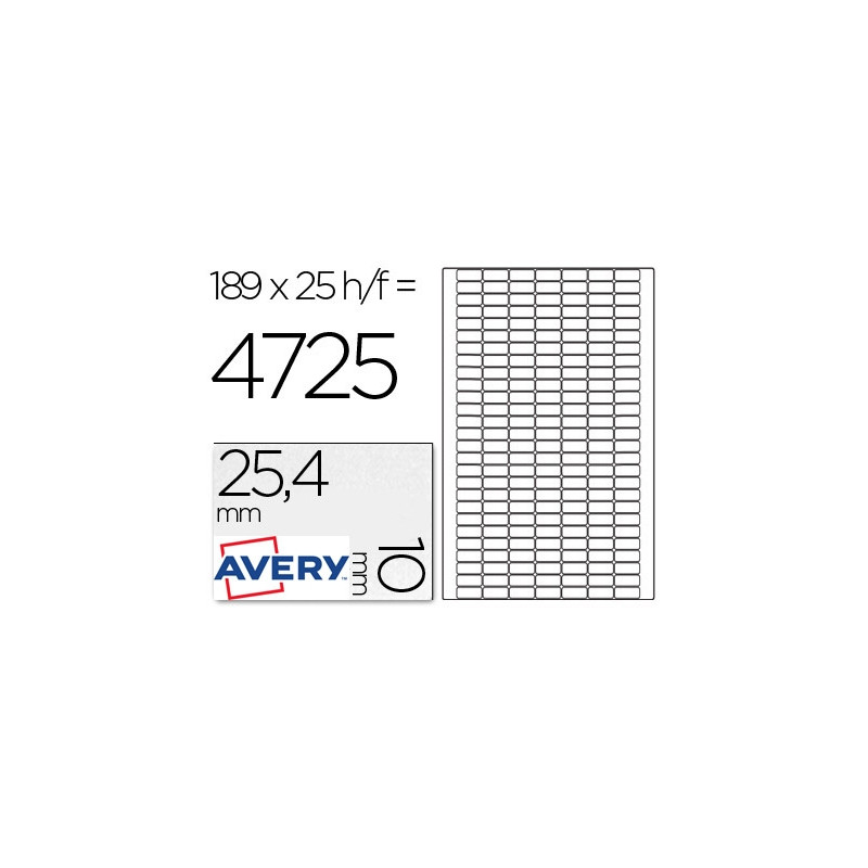 ETIQUETA ADHESIVA AVERY REMOVIBLE TAMAÑO 25,4X10 MM CAJA DE 4725 UNIDADES