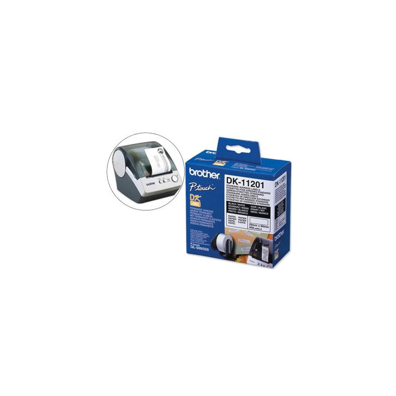 ETIQUETA ADHESIVA BROTHER DK11201 -TAMAÑO 29X90 MM PARA IMPRESORAS DE ETIQUETAS QL -400 ETIQUETAS-