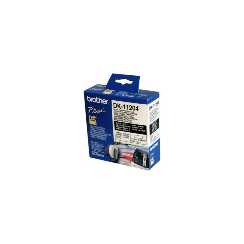 ETIQUETA ADHESIVA BROTHER DK11204 -TAMAÑO 17X54 MM PARA IMPRESORAS DE ETIQUETAS QL -400 ETIQUETAS-