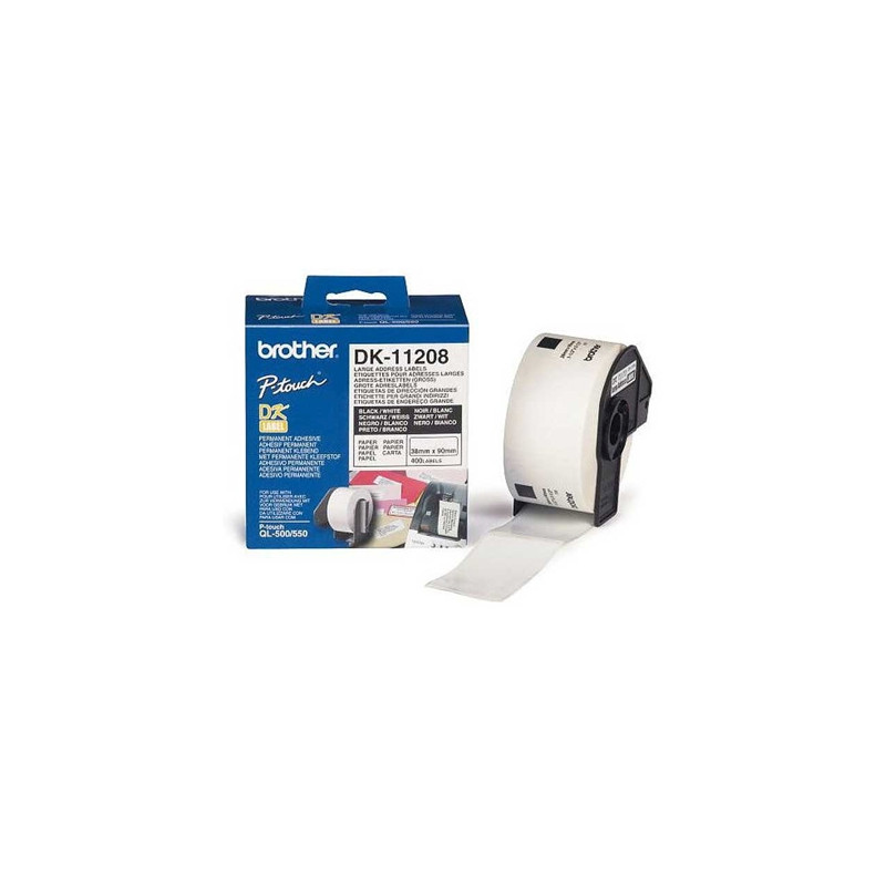 ETIQUETA ADHESIVA BROTHER DK11208 -TAMAÑO 38X90 MM PARA IMPRESORAS DE ETIQUETAS QL -400 ETIQUETAS-