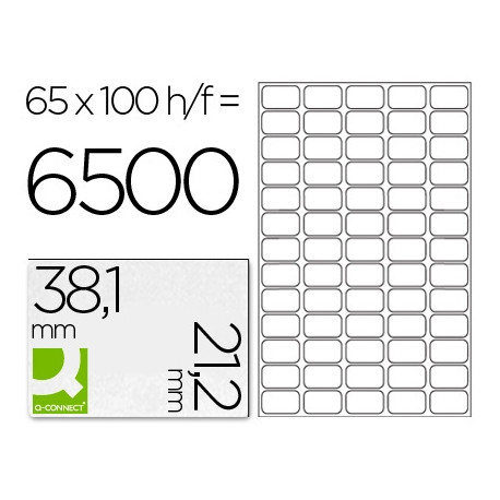 ETIQUETA ADHESIVA Q-CONNECT KF00573 -TAMAÑO 38,1X21,2 MM -FOTOCOPIADORA -LASER -INK-JET-CAJA CON 100