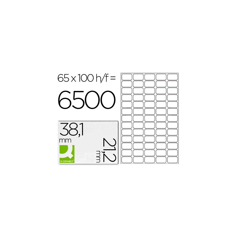 ETIQUETA ADHESIVA Q-CONNECT KF00573 -TAMAÑO 38,1X21,2 MM -FOTOCOPIADORA -LASER -INK-JET-CAJA CON 100