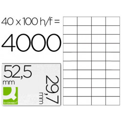 ETIQUETA ADHESIVA Q-CONNECT KF00574 -TAMAÑO 52,5X29,7 MM -FOTOCOPIADORA -LASER -INK-JET-CAJA CON 100