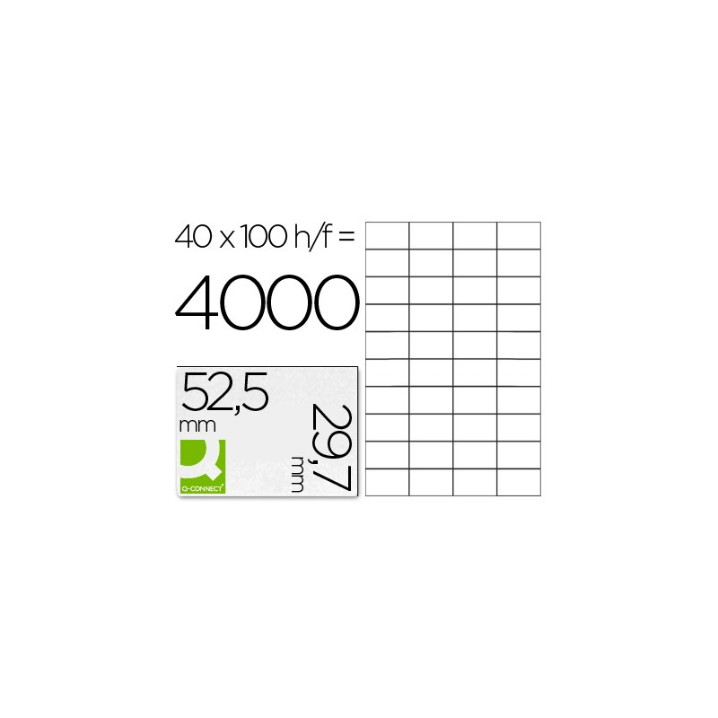 ETIQUETA ADHESIVA Q-CONNECT KF00574 -TAMAÑO 52,5X29,7 MM -FOTOCOPIADORA -LASER -INK-JET-CAJA CON 100