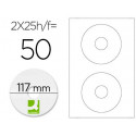 ETIQUETA ADHESIVA Q-CONNECT KF01579 -TAMAÑO CD-ROM -FOTOCOPIADORA -LASER -INK-JET-CAJA CON 25 H/50 E