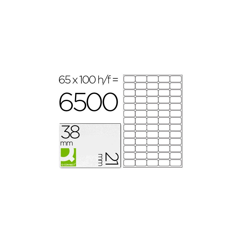 ETIQUETA ADHESIVA Q-CONNECT KF01581 TAMAÑO 38,1X21,2MM FOTOCOPIADORA LASER INK-JET CAJA CON 100 HOJA