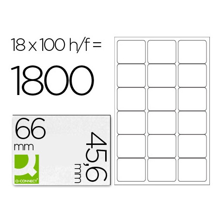 ETIQUETA ADHESIVA Q-CONNECT KF01583 TAMAÑO 66X46,6 MM FOTOCOPIADORA LASER INK-JET CAJA CON 100 HOJAS