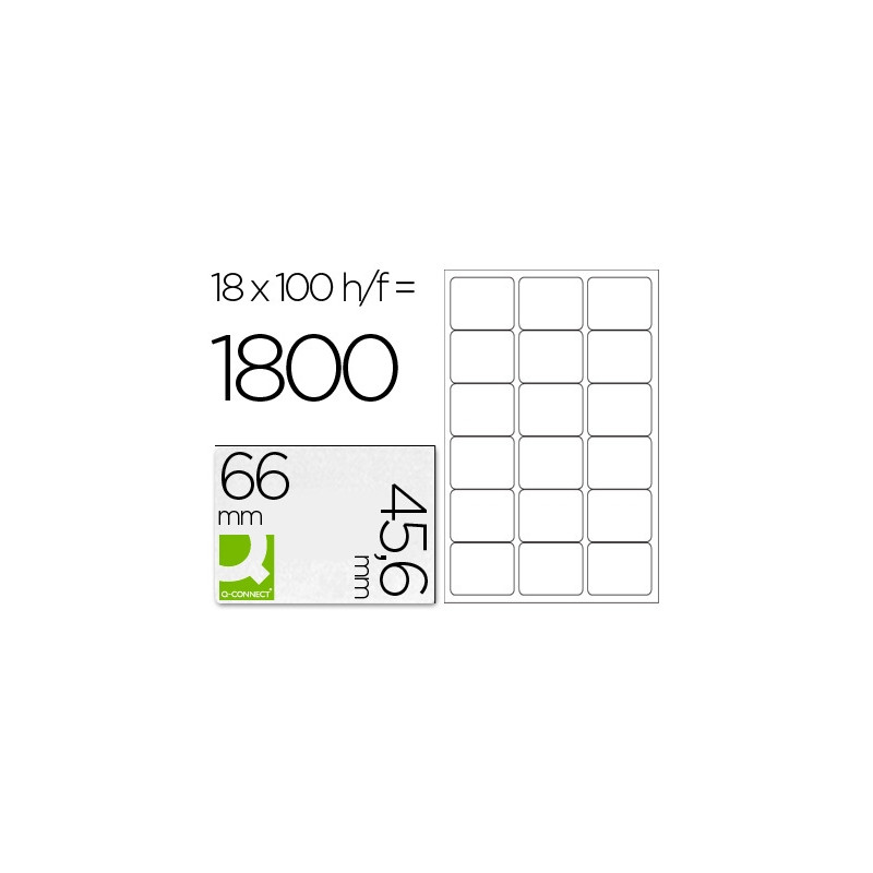 ETIQUETA ADHESIVA Q-CONNECT KF01583 TAMAÑO 66X46,6 MM FOTOCOPIADORA LASER INK-JET CAJA CON 100 HOJAS