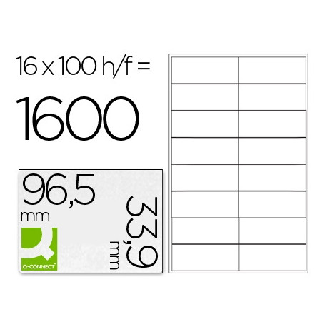 ETIQUETA ADHESIVA Q-CONNECT KF10651 TAMAÑO 96,5X33,9 MM FOTOCOPIADORA LASER INK-JET CAJA CON 100 HOJ