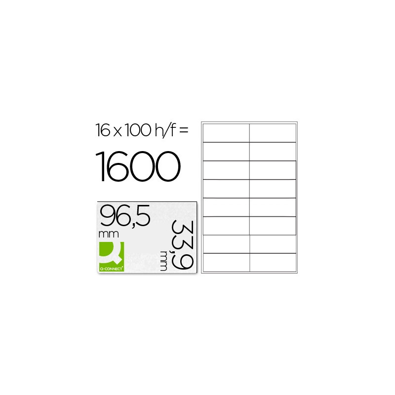 ETIQUETA ADHESIVA Q-CONNECT KF10651 TAMAÑO 96,5X33,9 MM FOTOCOPIADORA LASER INK-JET CAJA CON 100 HOJ