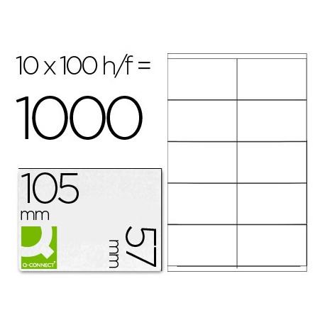 ETIQUETA ADHESIVA Q-CONNECT KF10658 TAMAÑO 105X57 MM FOTOCOPIADORA LASER INK-JET CAJA CON 100 HOJAS 