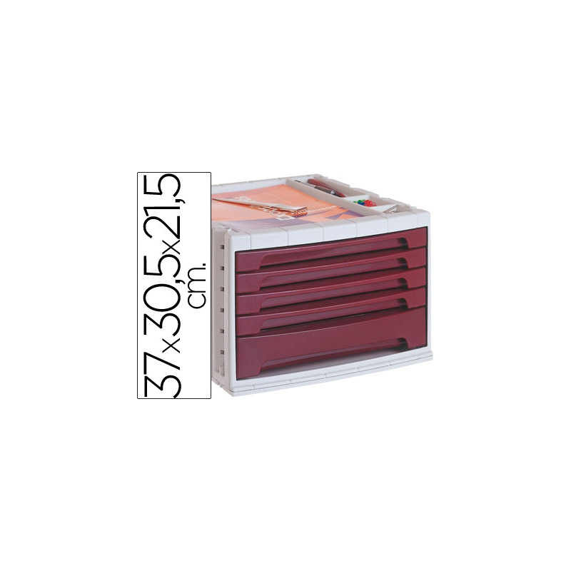 FICHERO CAJONES DE SOBREMESA ARCHIVO 2000 305X370X215 MM BANDEJA ORGANIZADORA SUPERIOR 5 CAJONES BUR