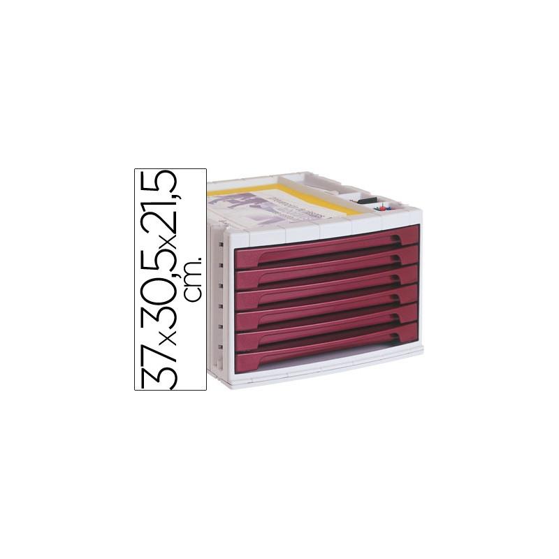 FICHERO CAJONES DE SOBREMESA ARCHIVO 2000 305X370X215 MM BANDEJA ORGANIZADORA SUPERIOR 6 CAJONES BUR