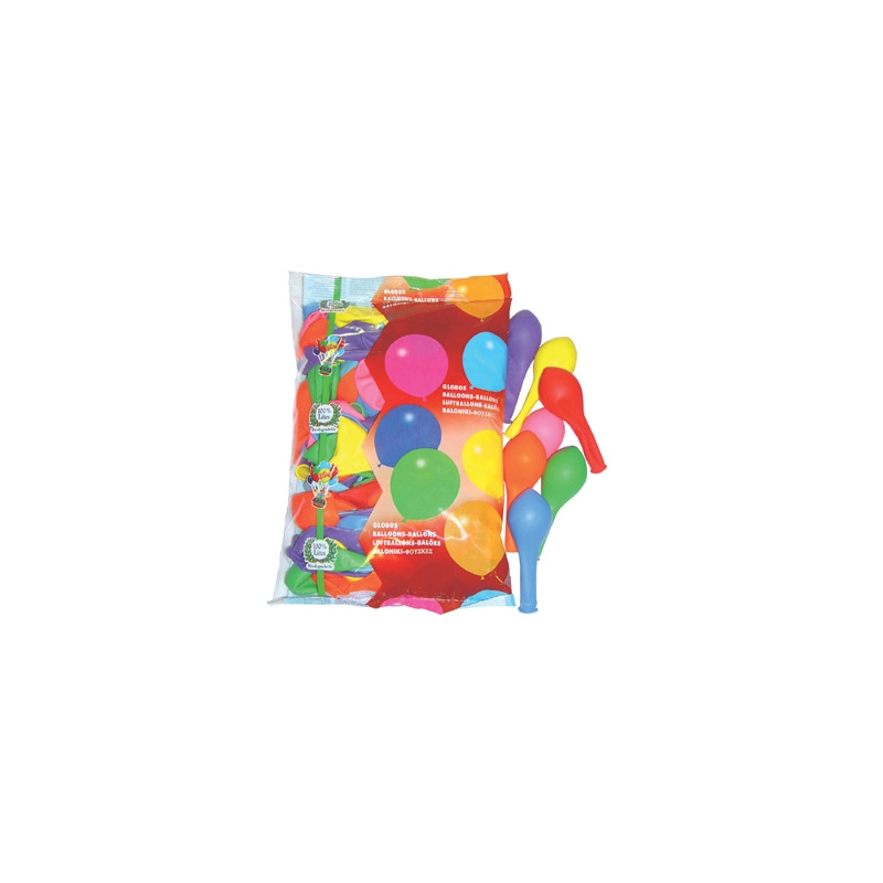 GLOBO 100% LATEX BIODEGRADABLE BOLSA DE 100 UNIDADES COLORES SURTIDOS