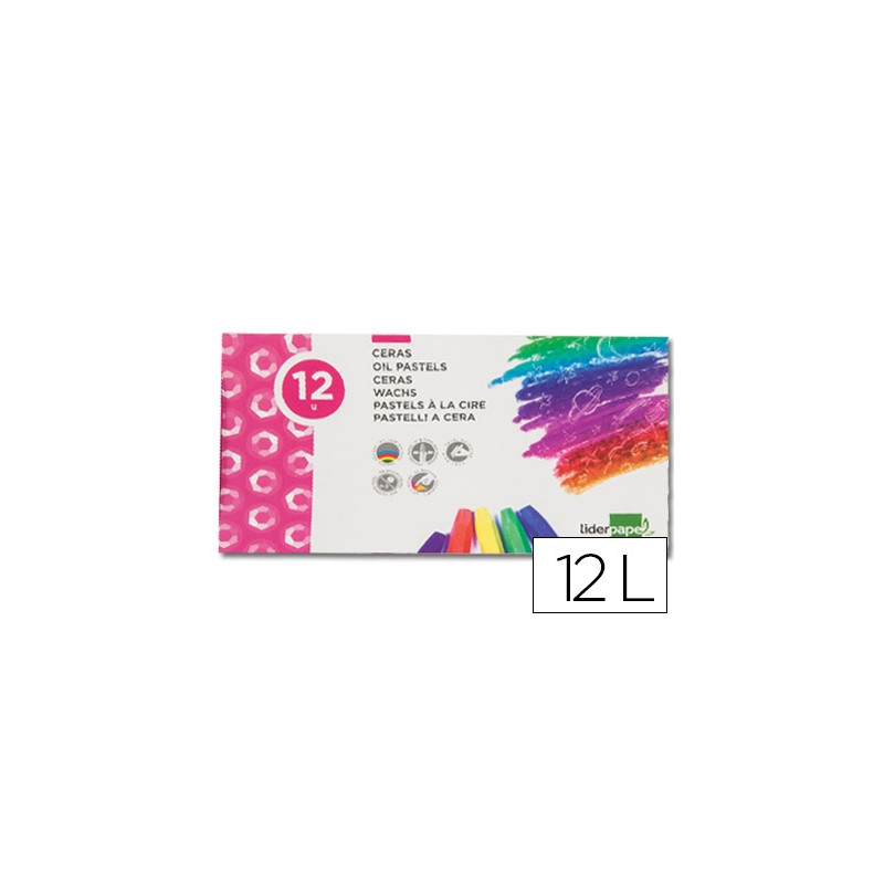 LAPICES CERA SEMI BLANDA LIDER PAPEL CAJA DE 12 UNIDADES COLORES SURTIDOS