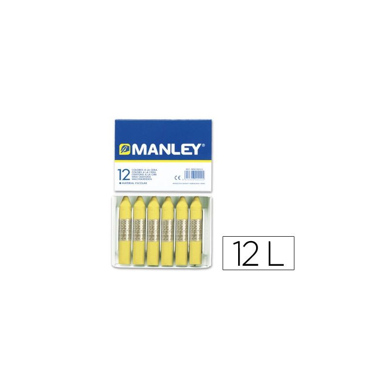 LAPICES CERA MANLEY UNICOLOR AMARILLO CLARO N.4 CAJA DE 12 UNIDADES