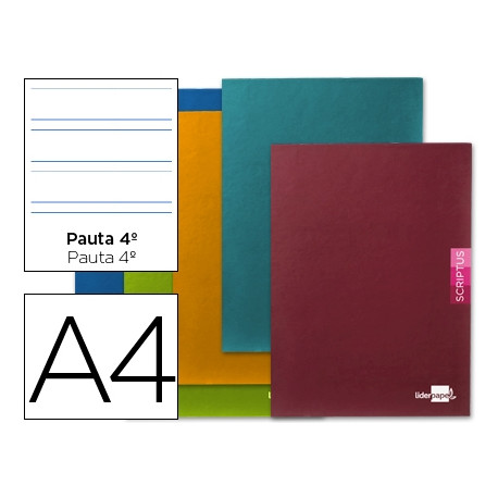 LIBRETA LIDERPAPEL SCRIPTUS A4 48 HOJAS 90G/M2 PAUTA 4ª 3.5MM CON MARGEN 