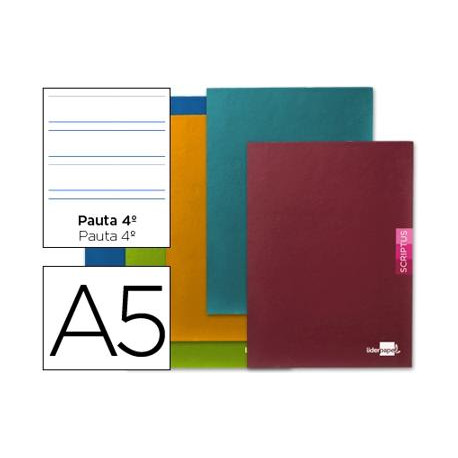 LIBRETA LIDERPAPEL SCRIPTUS A5 PLUS 48 HOJAS 90G/M2 PAUTA 4ª3.5 MM. CON MARGEN