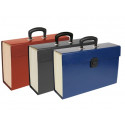 MALETIN LIDERPAPEL CON FUELLE Y ASA CARTON FORRADO 19 DEPARTAMENTOS 255X390X120 MM COLORES SURTIDOS