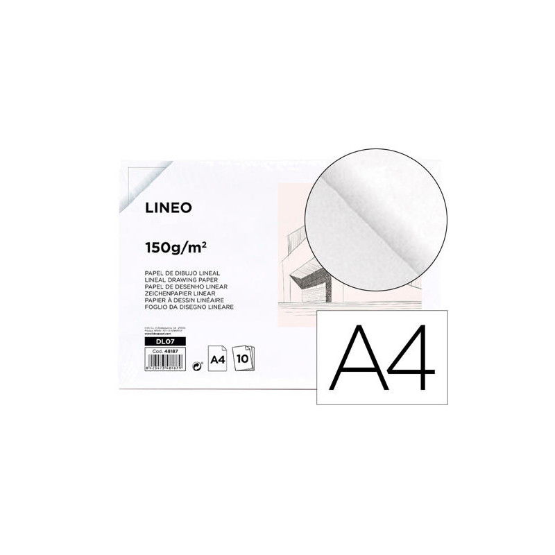 PAPEL DIBUJO LIDERPAPEL 210X297MM 150G/M2 SIN RECUADRO PACK DE 10 HOJAS