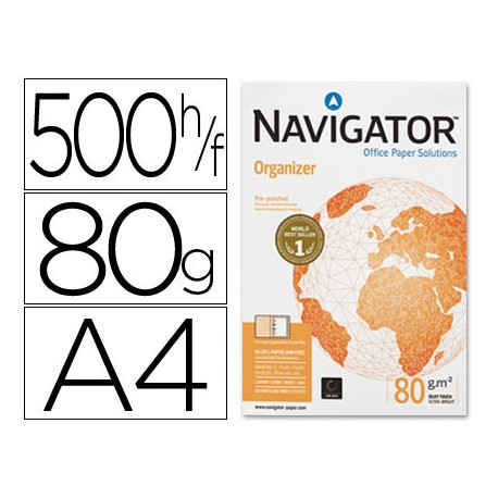 PAPEL FOTOCOPIADORA NAVIGATOR DIN A4 80 GRAMOS 4 TALADROS PAPEL MULTIUSO INK-JET Y LASER PAQUETE DE 