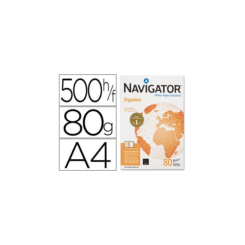 PAPEL FOTOCOPIADORA NAVIGATOR DIN A4 80 GRAMOS 4 TALADROS PAPEL MULTIUSO INK-JET Y LASER PAQUETE DE 