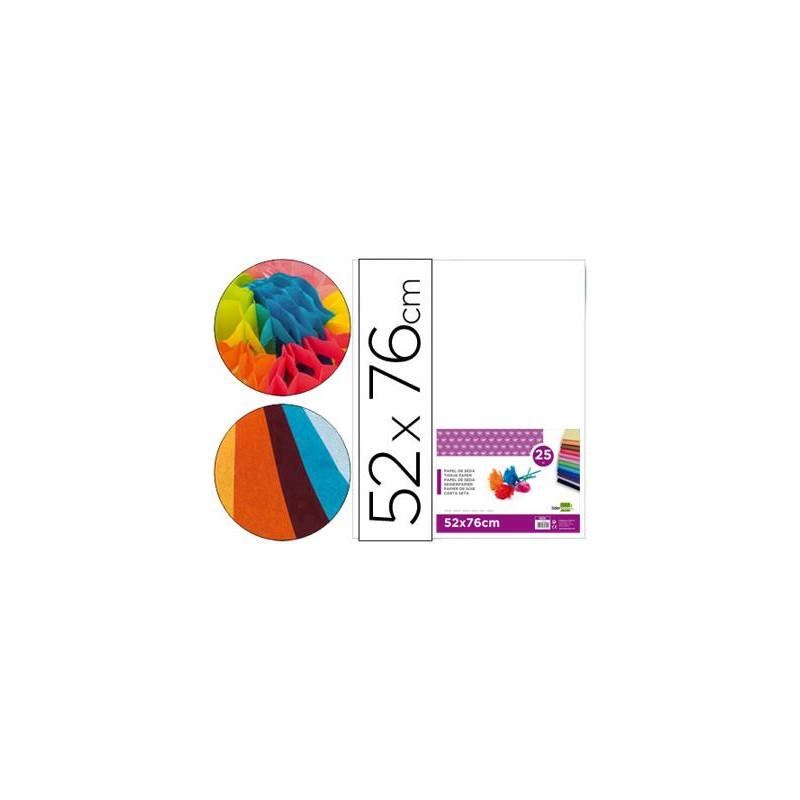 PAPEL SEDA LIDERPAPEL BLANCO 52X76 CM 18 GR PAQUETE DE 25 HOJAS