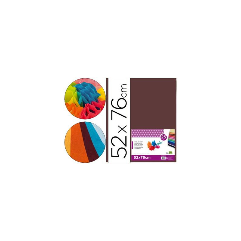 PAPEL SEDA LIDERPAPEL MARRON 52X76 CM 18 GR PAQUETE DE 25 HOJAS