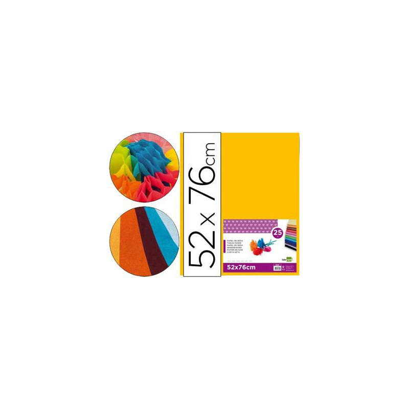 PAPEL SEDA LIDERPAPEL NARANJA 52X76 CM 18 GR PAQUETE DE 25 HOJAS