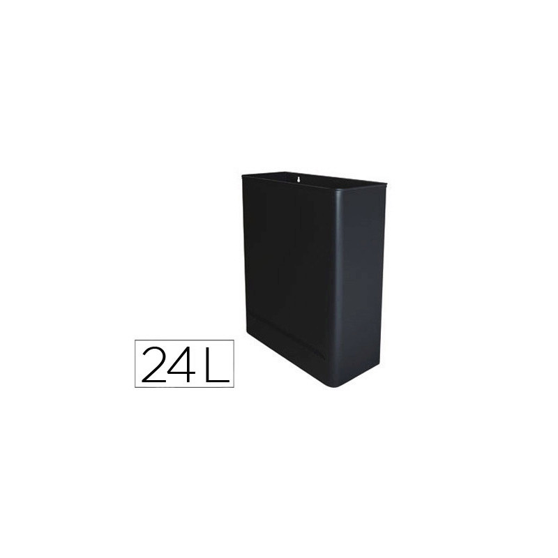PAPELERA METALICA DE PARED 24 LITROS 46X35X15 CM NEGRO