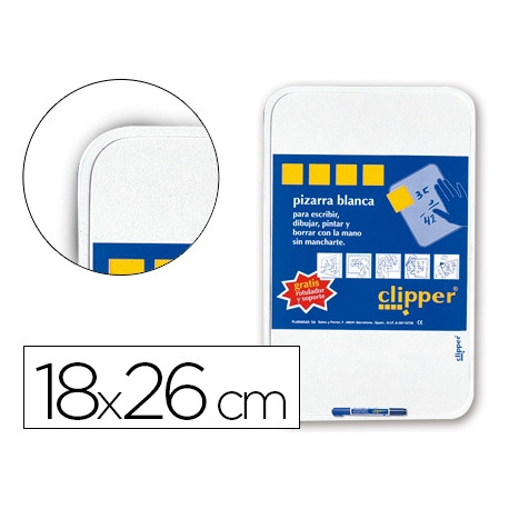 PIZARRA BLANCA CLIPPER PEQUEÑA 18X26 CM CON ROTULADOR