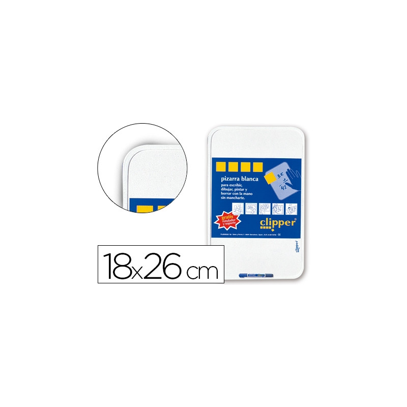 PIZARRA BLANCA CLIPPER PEQUEÑA 18X26 CM CON ROTULADOR