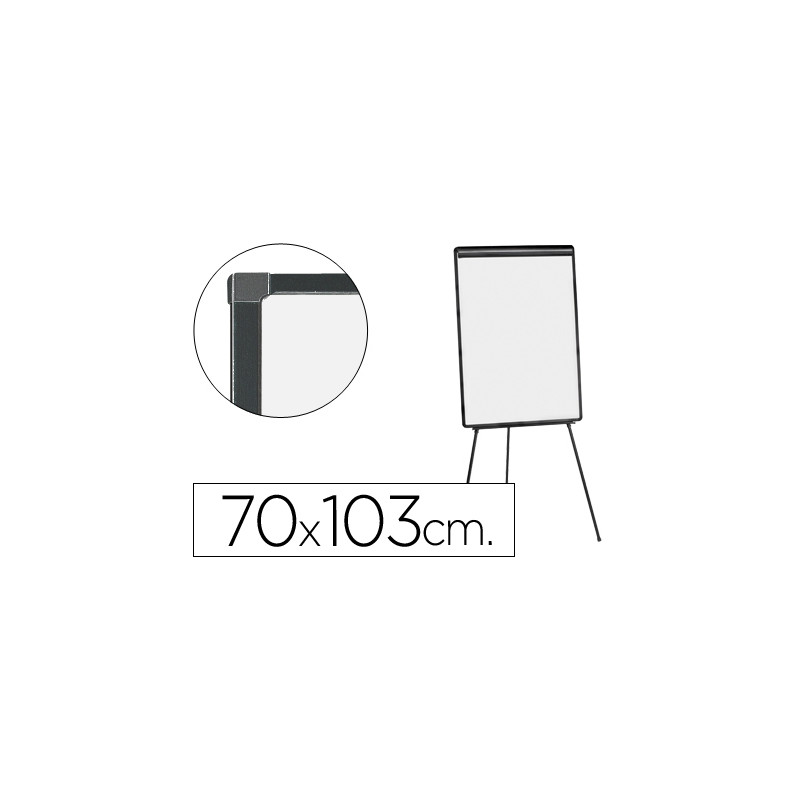 PIZARRA BLANCA Q-CONNECT CON TRIPODE 100X70 CM PARA CONVENCIONES SUPERFICIE LAMINADA MARCO NEGRO