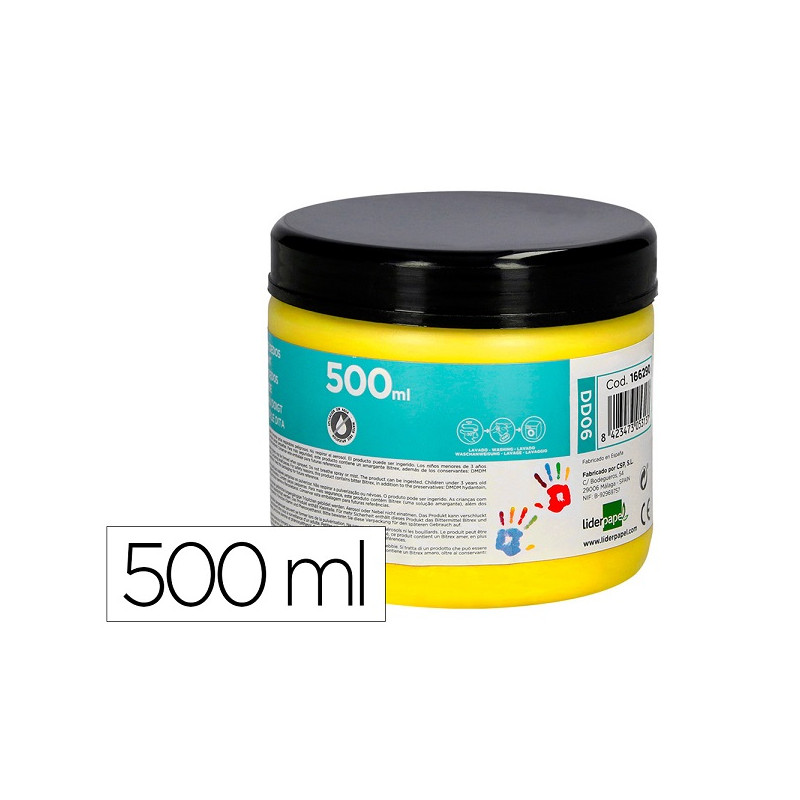 PINTURA DEDOS LIDERPAPEL TARRINA DE 500 ML AMARILLO