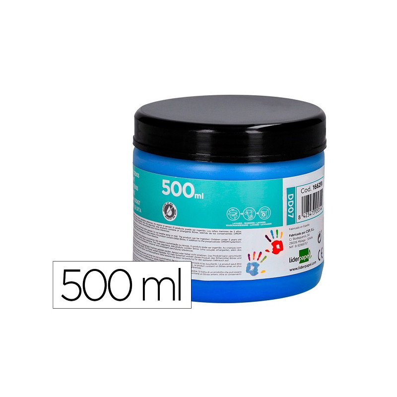 PINTURA DEDOS LIDERPAPEL TARRINA DE 500 ML AZUL