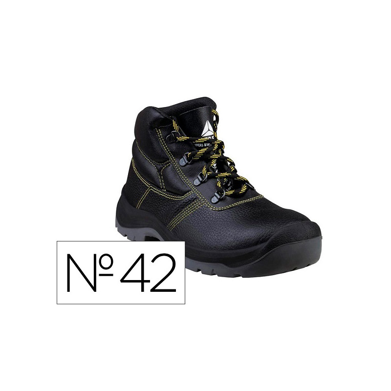 BOTAS DELTAPLUS DE SEGURIDAD PIEL CRUPON PIGMENTADA SUELA PU BI-DENSIDAD COLOR NEGRO TALLA 42