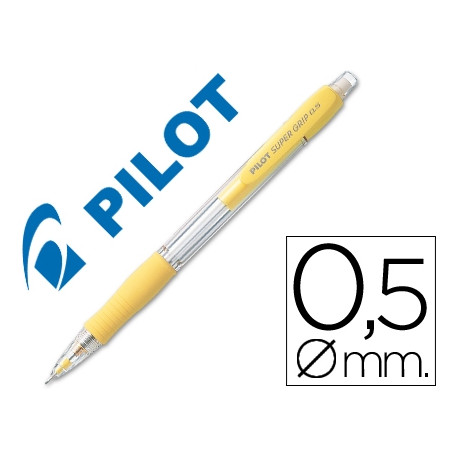 PORTAMINAS PILOT SUPER GRIP AMARILLO 0,5 MM SUJECION DE CAUCHO PORTAMINAS PILOT SUPER GRIP AMARILLO 0,5 MM SUJECION DE CAUCHO