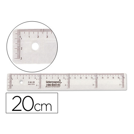 REGLA LIDERPAPEL PLASTICO CRISTAL 20 CM REGLA LIDERPAPEL PLASTICO CRISTAL 20 CM