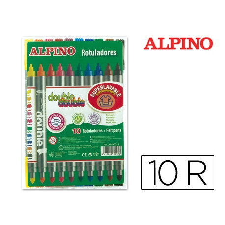 ROTULADOR ALPINO DOUBLE DOUBLE PUNTA GRUESA Y PUNTA FINA CAJA DE 10+2 COLORES SURTIDOS ROTULADOR ALPINO DOUBLE DOUBLE PUNTA GRUESA Y PUNTA FINA CAJA DE 10+2 COLORES SURTIDOS