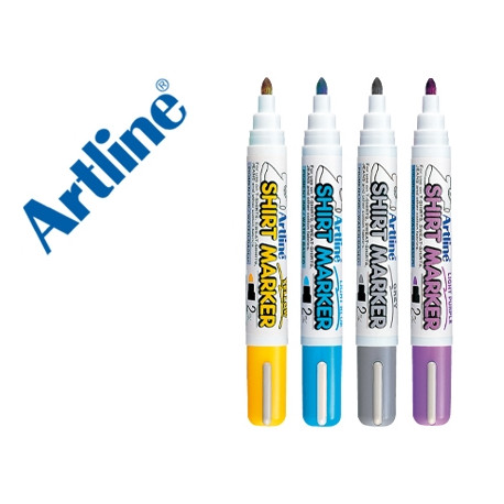 ROTULADOR ARTLINE CAMISETA EKT-2 AMARILLO GRIS CELESTE Y VIOLETA PUNTA REDONDA 2 MM USOEN CAMISETA C