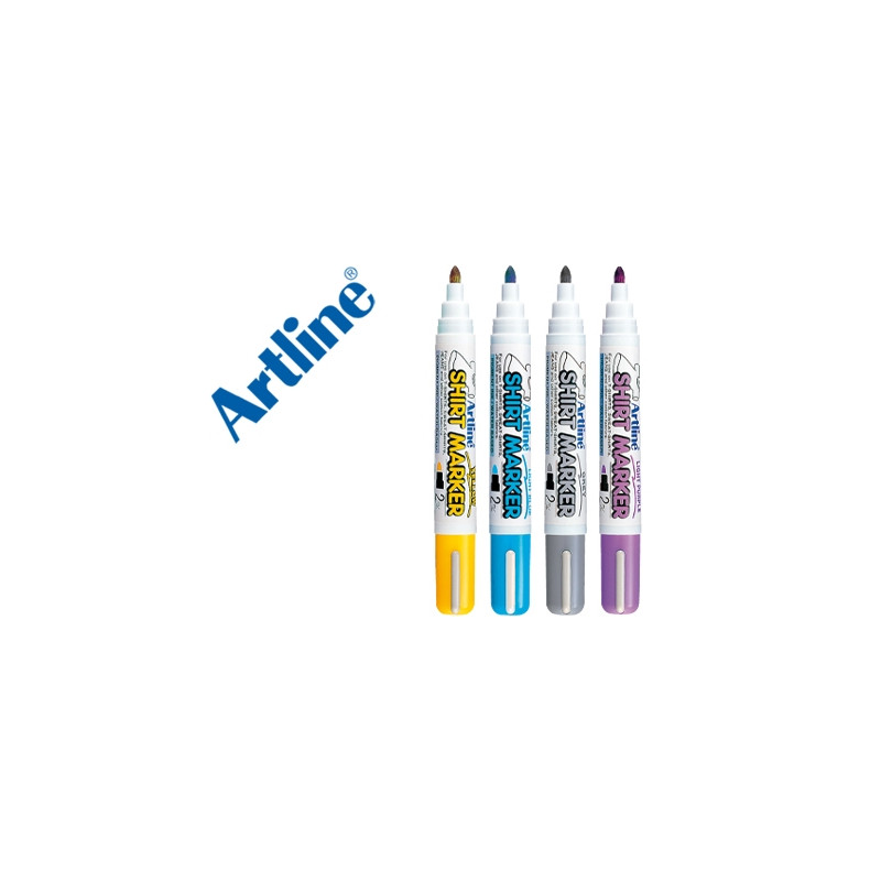 ROTULADOR ARTLINE CAMISETA EKT-2 AMARILLO GRIS CELESTE Y VIOLETA PUNTA REDONDA 2 MM USOEN CAMISETA C