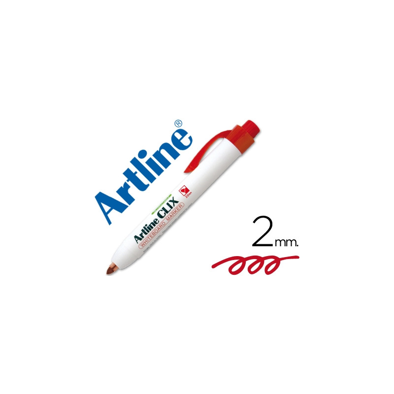 ROTULADOR ARTLINE CLIX PIZARRA EK-573A ROJO PUNTA RETRACTIL REDONDA 2 MM