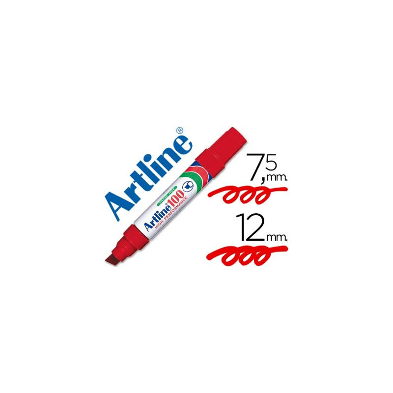 ROTULADOR ARTLINE MARCADOR PERMANENTE 100 ROJO PUNTA BISELADA